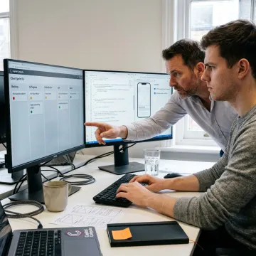 Developer planning web app delivery process