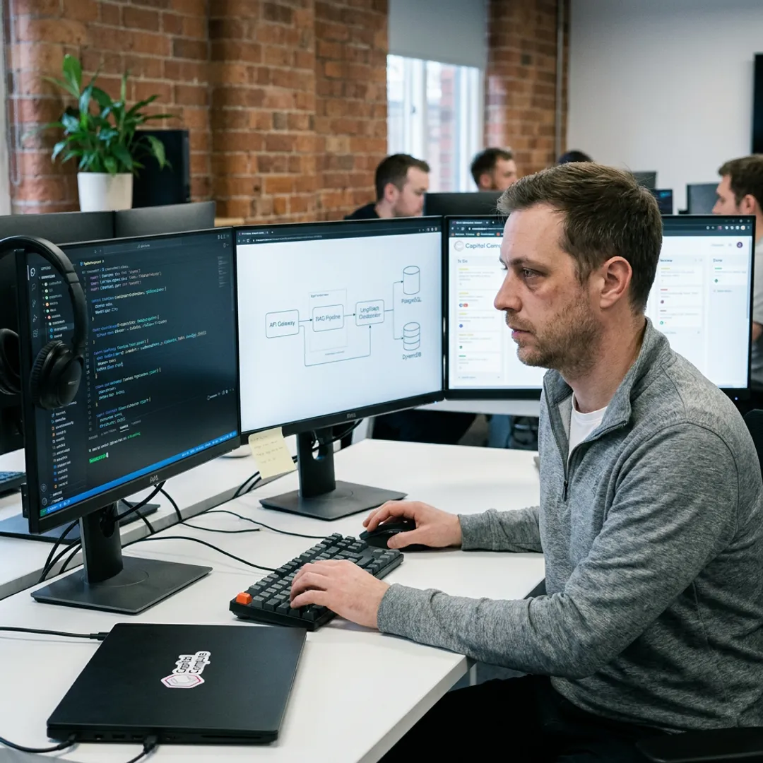 Developer reviewing TypeScript code