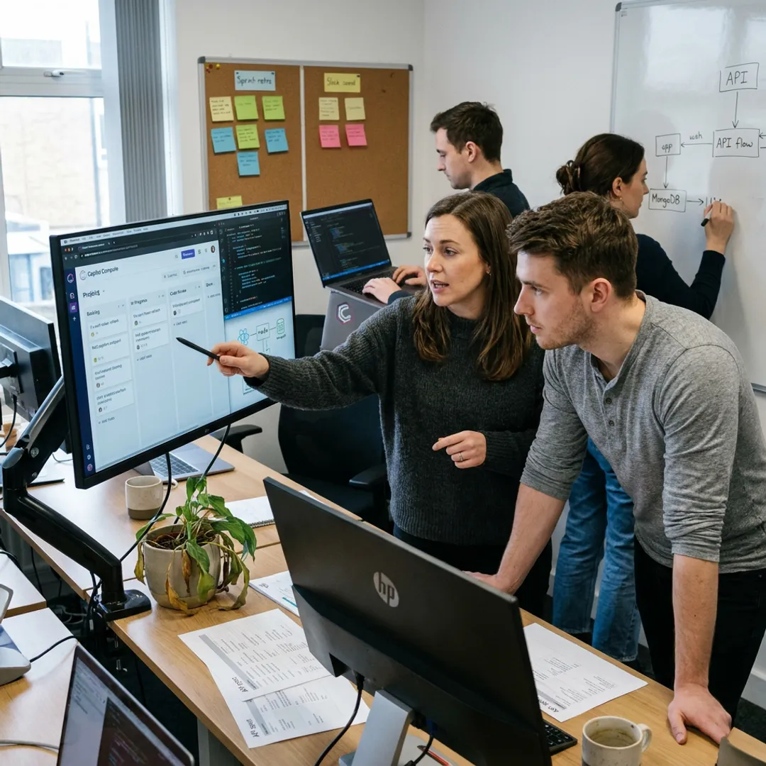 MERN developers reviewing sprint plans