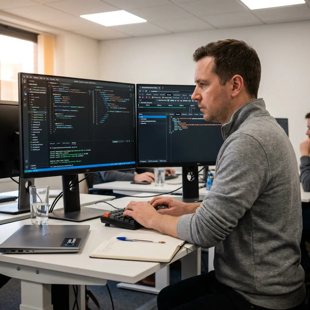AngularJS developer working on web application code