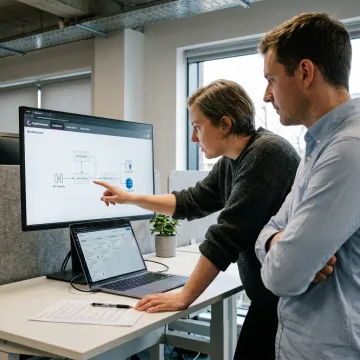 Engineers planning an ASP.NET development workflow