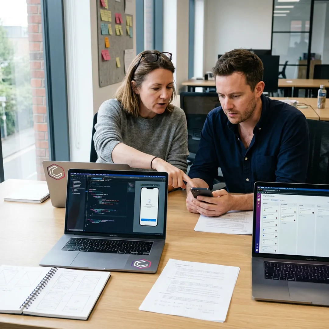 Swift developers building an iOS app