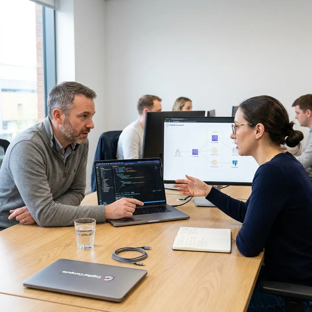 Senior JavaScript developers coding