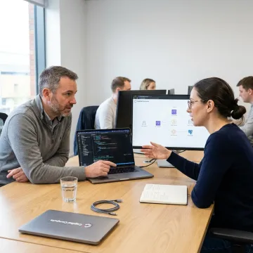 Senior JavaScript developers coding