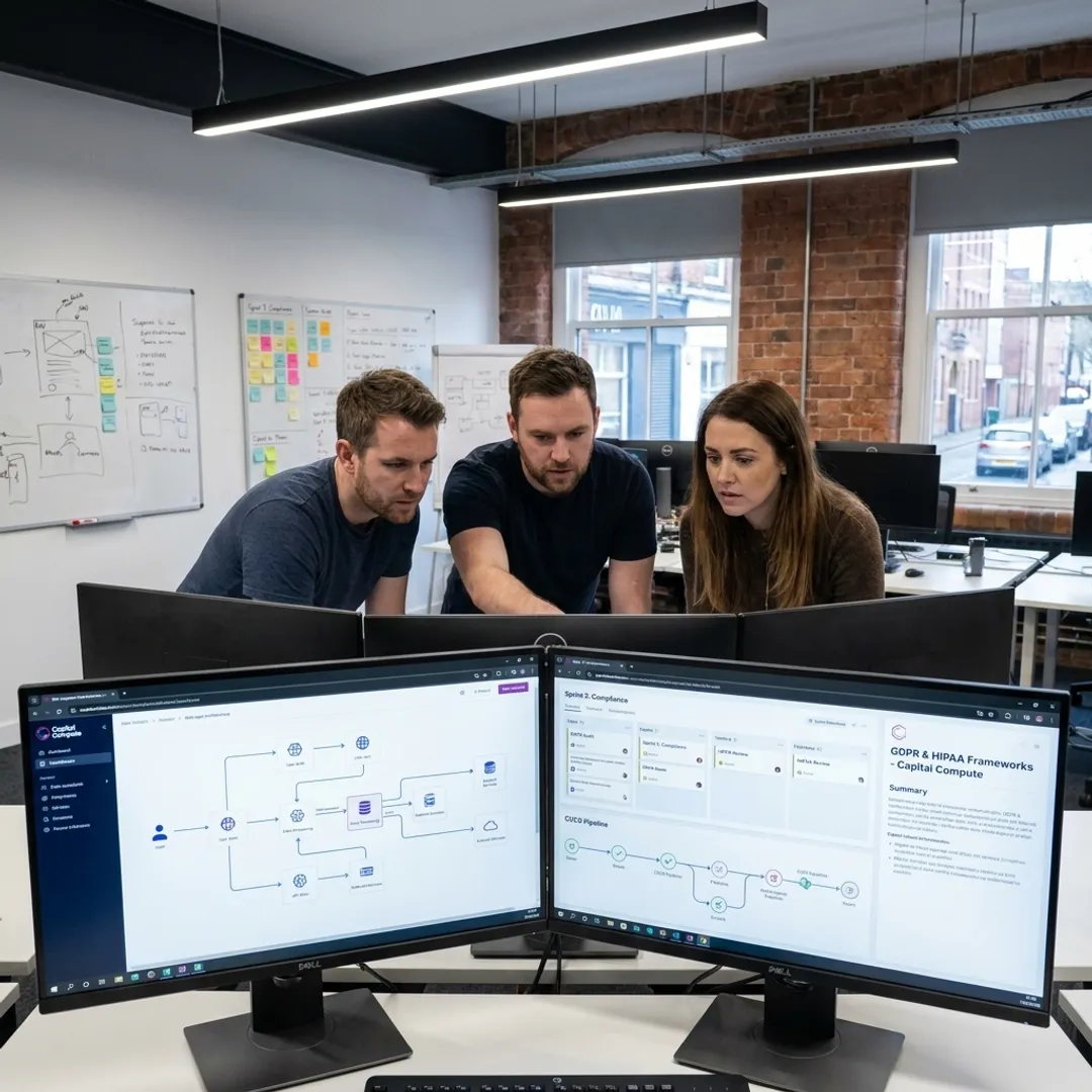 Software engineers planning a B2B web application workflow
