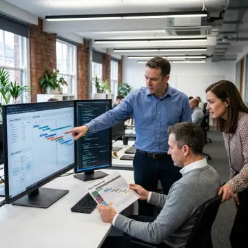 Software team reviewing custom build roadmap