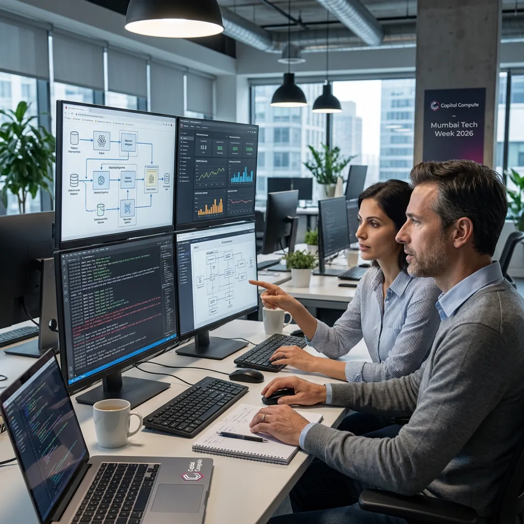 Engineers reviewing machine learning workflow