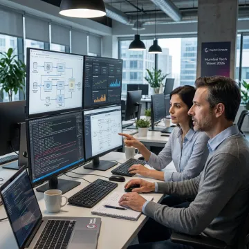 Engineers reviewing machine learning workflow