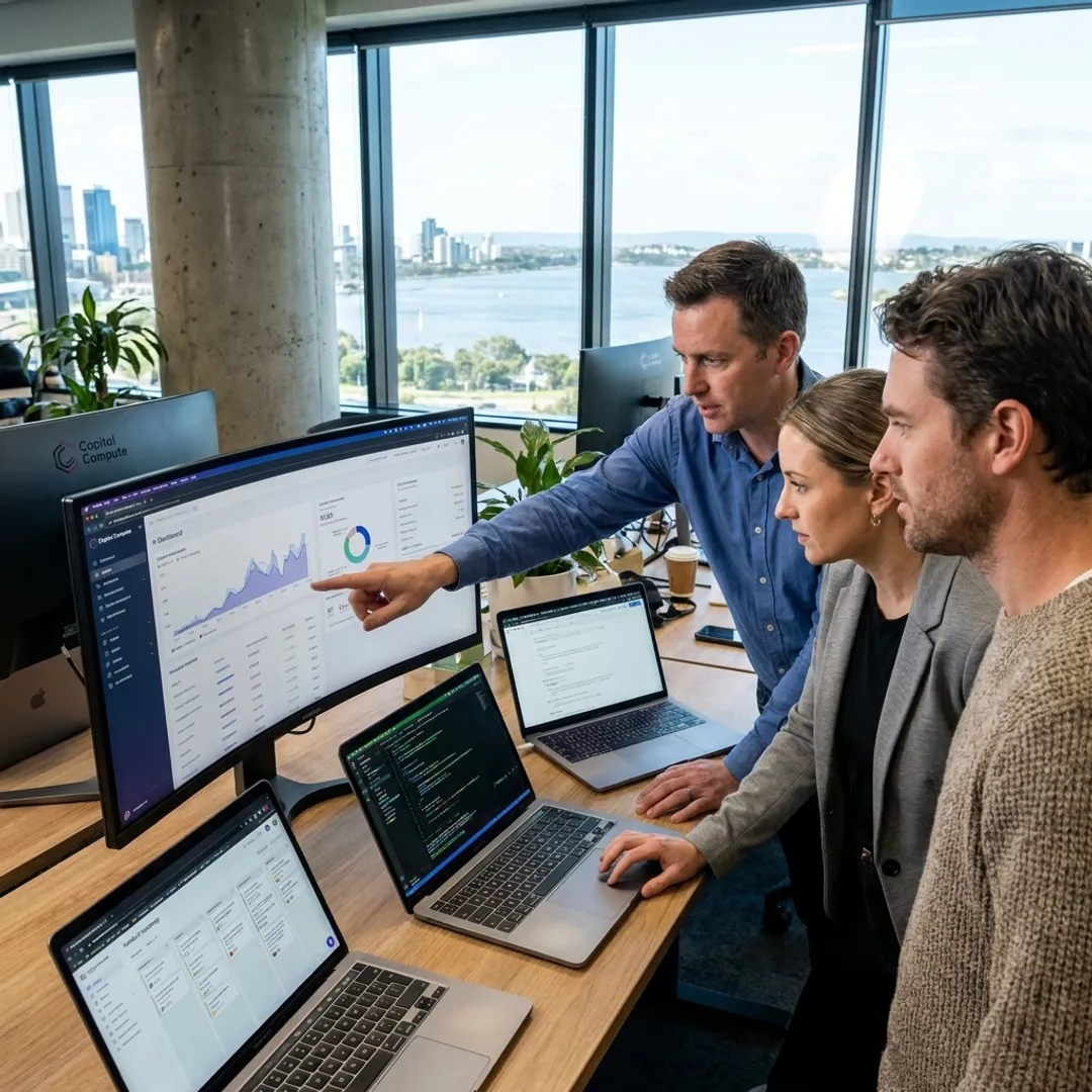 Custom software team planning a Perth startup platform