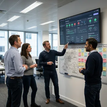 Engineers planning a DevOps automation process