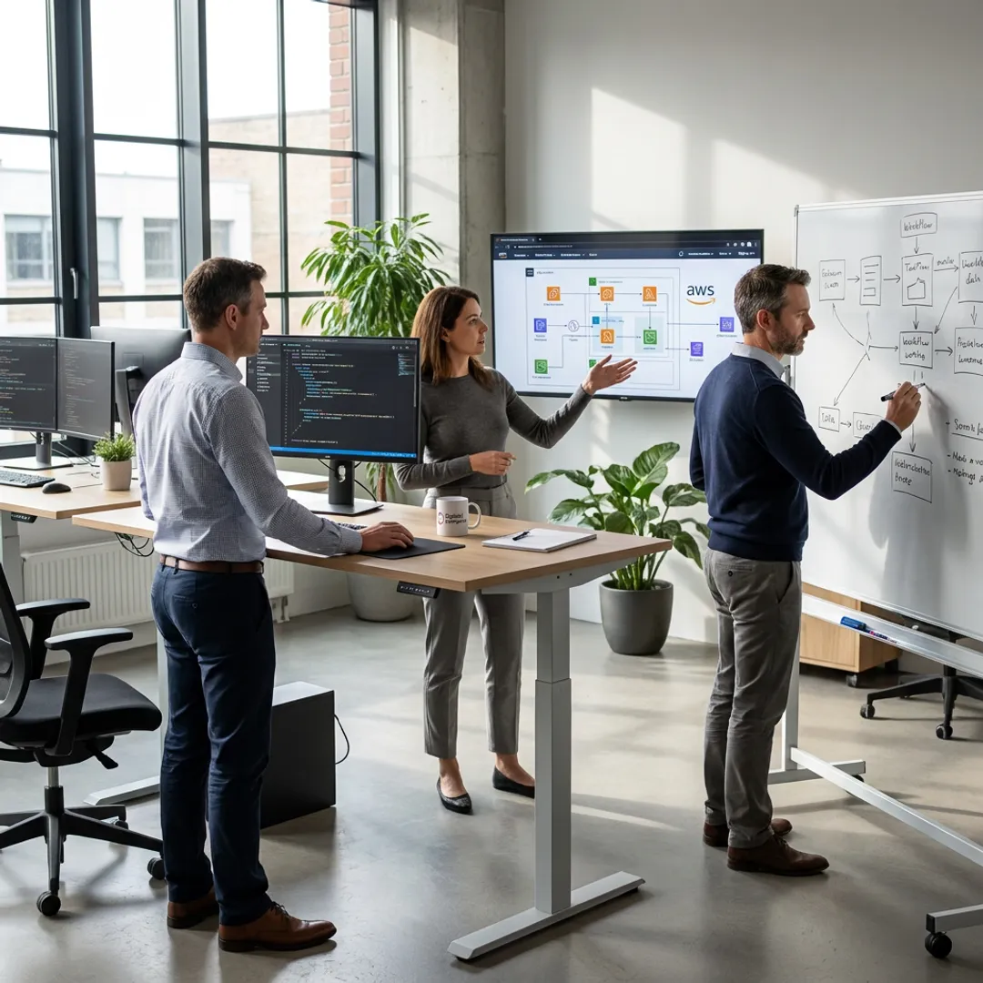 Custom software development team planning SMB platform