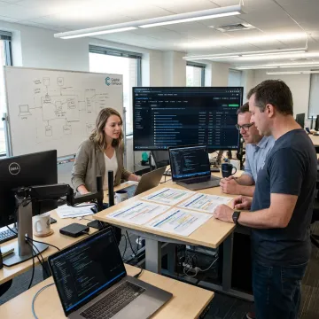 Software team reviewing sprint roadmap
