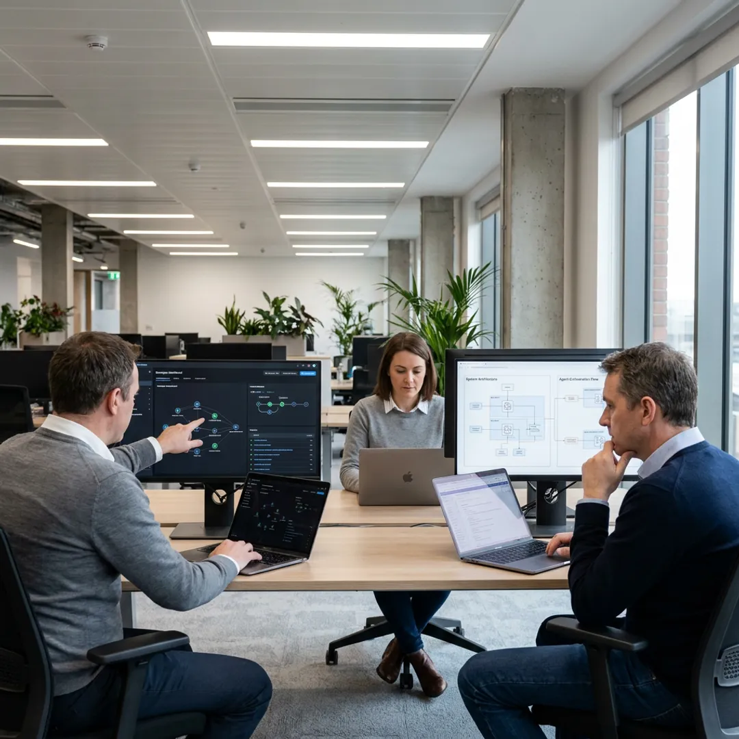 Engineers designing an AI automation system