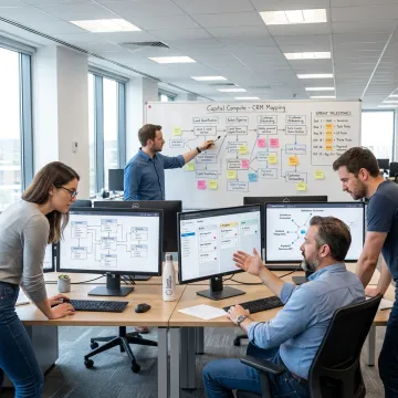 Software team planning a custom CRM workflow