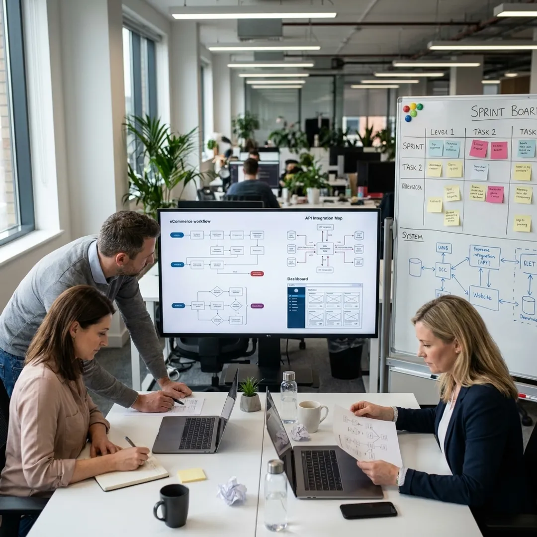 Software team planning a retail development workflow
