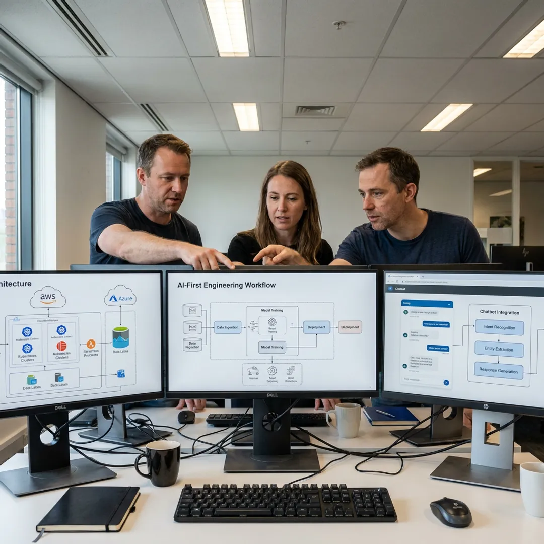 Engineers planning an AI software workflow