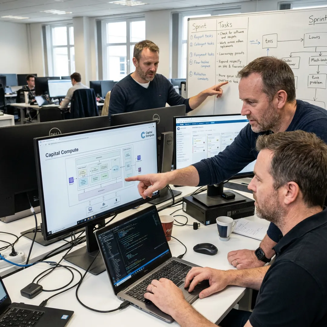 Dedicated developers reviewing software architecture
