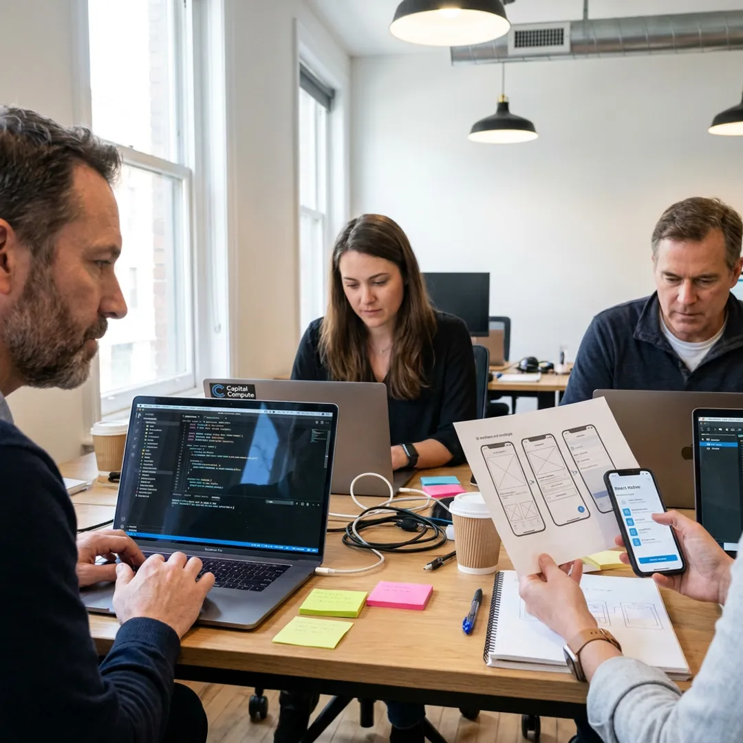 Mobile app developers building a smartphone application