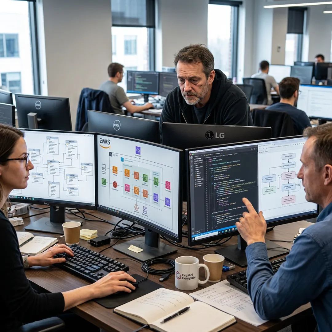Engineers planning an AI product workflow