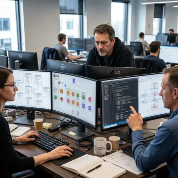 Engineers planning an AI product workflow