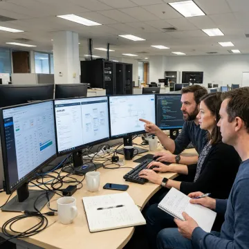 Engineers planning bot automation workflows