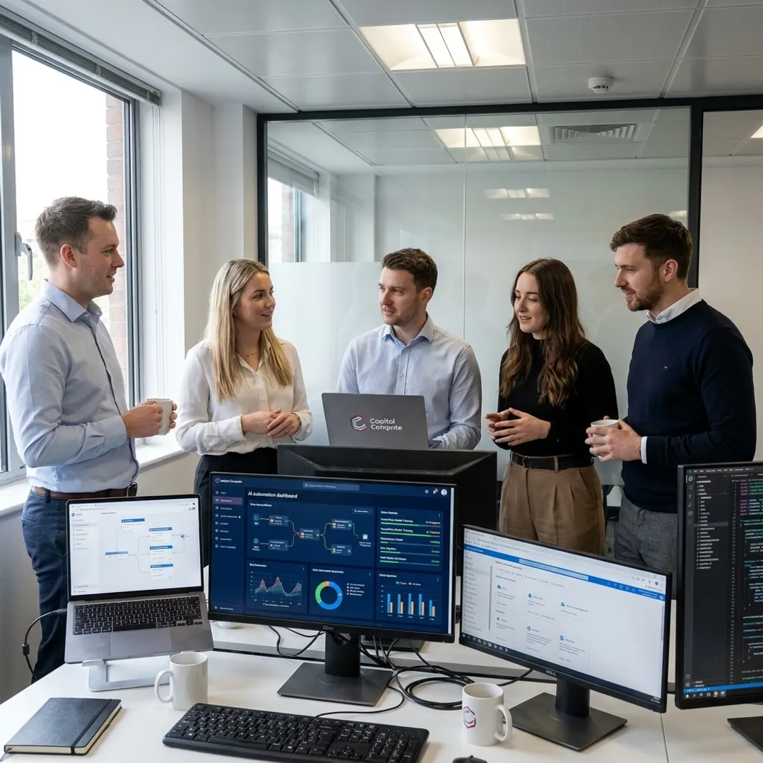 Business team using secure AI automation software