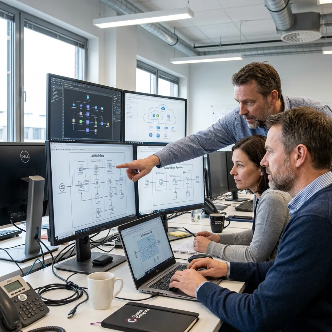 AI engineers planning a secure business automation workflow