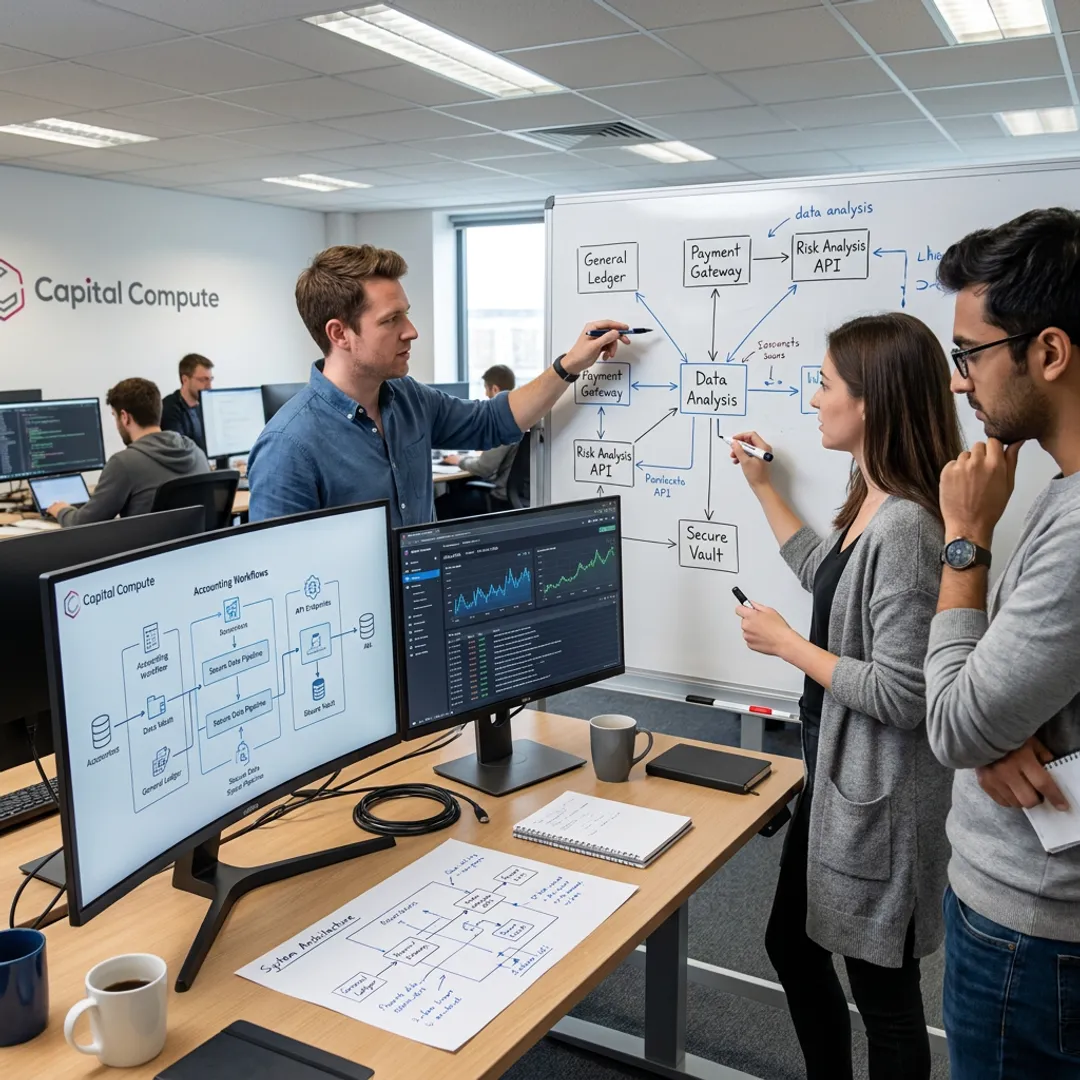 Developers planning accounting software workflow