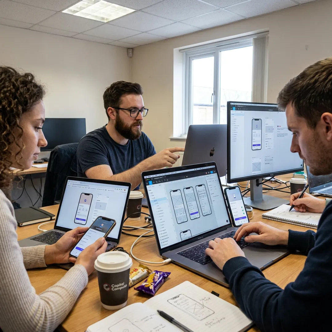 Custom mobile app development on phones and laptops