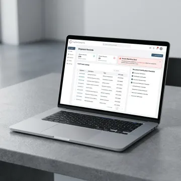Customs compliance software dashboard