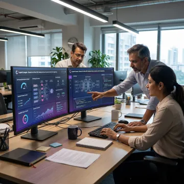 Data and AI consulting team reviewing dashboards
