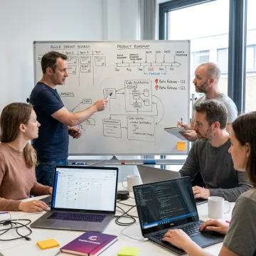 Startup development sprint planning session