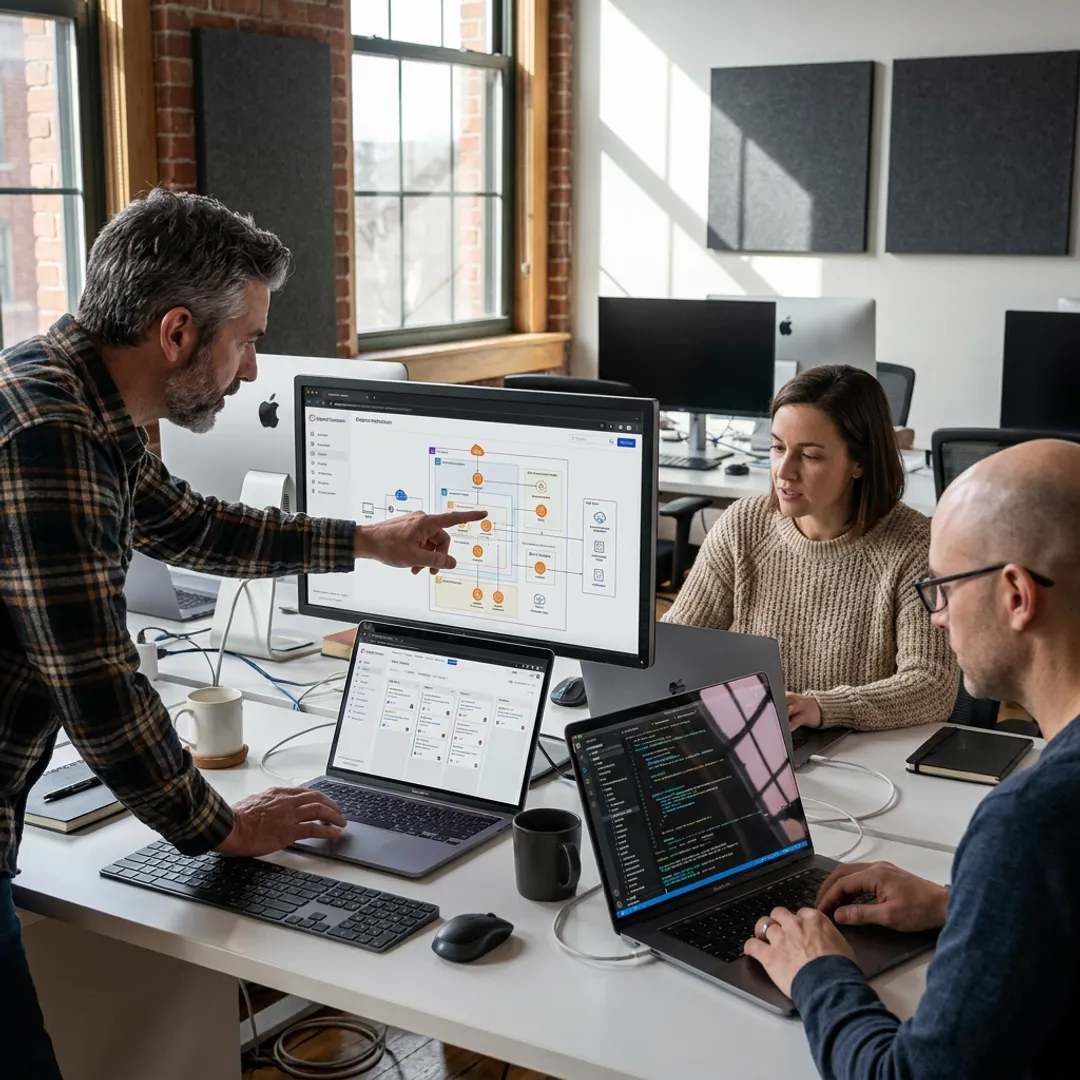 Software developers planning sprint delivery