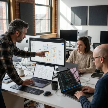 Software developers planning sprint delivery