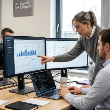 Team reviewing a desktop business application