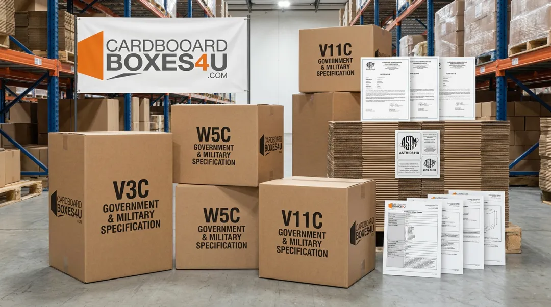 Government specification corrugated box grades V3C W5C V11C compliance documentation display