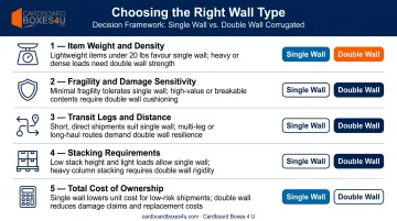 Five-factor corrugated box selection decision framework choosing single or double wall