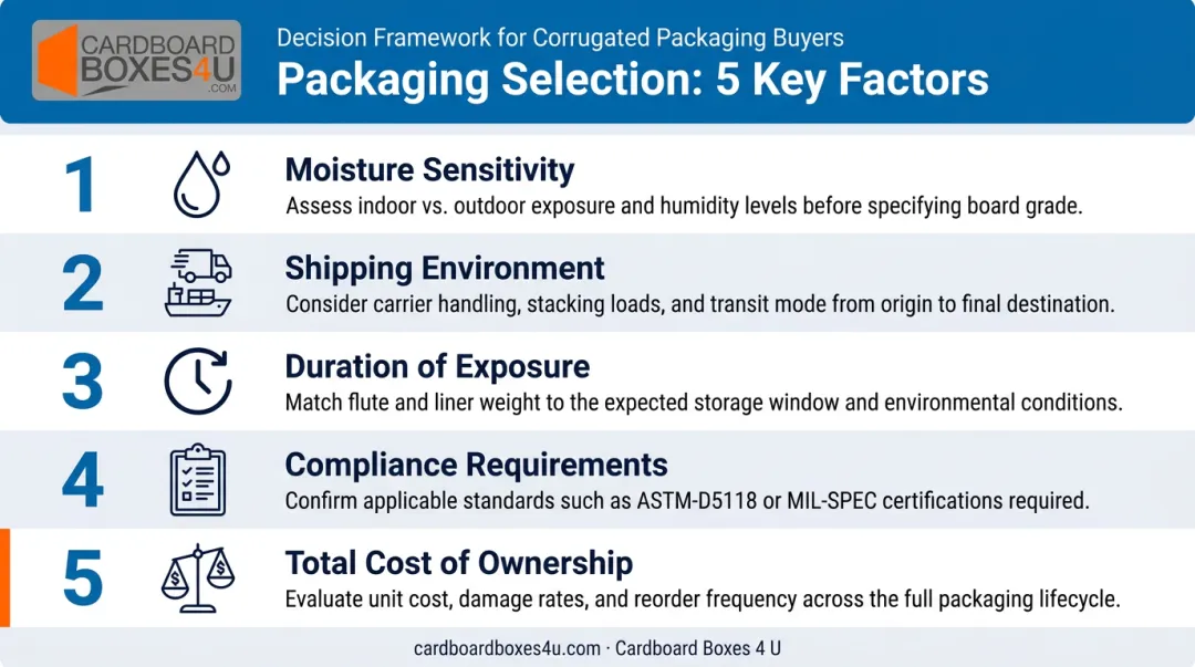 Five-factor decision framework for choosing waterproof or water-resistant packaging