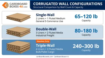Corrugated box wall configurations single double triple wall load capacity comparison