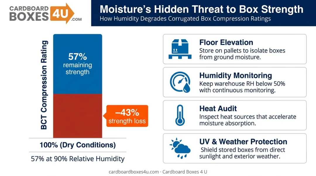 Humidity impact on corrugated box compression strength degradation chart