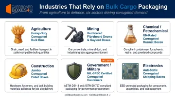 Six major industries using bulk cargo packaging with container types and key applications