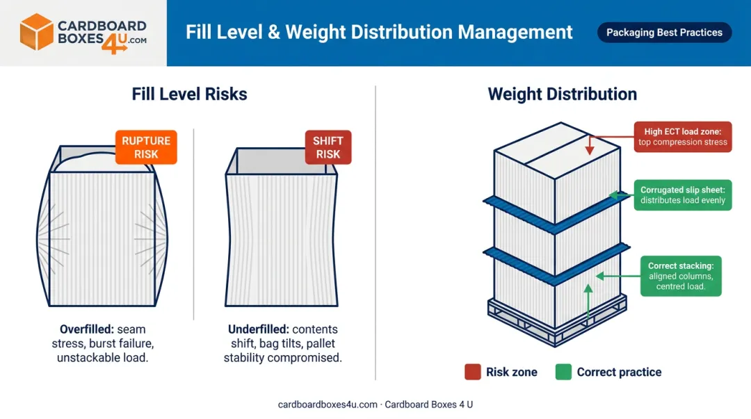 Bulk cargo fill level and weight distribution best practices comparison infographic