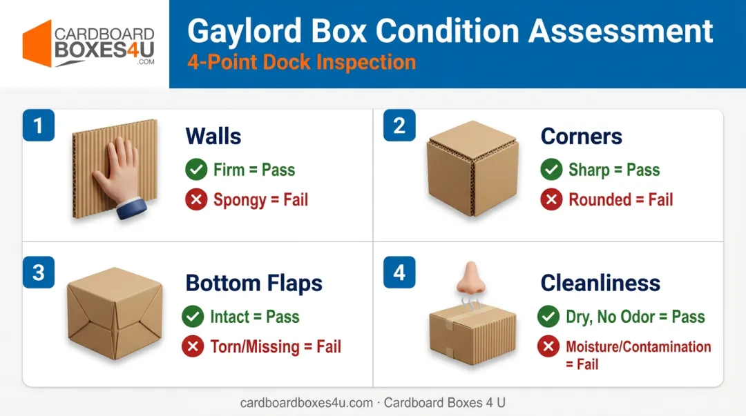 Four-point Gaylord box dock inspection checklist with condition criteria