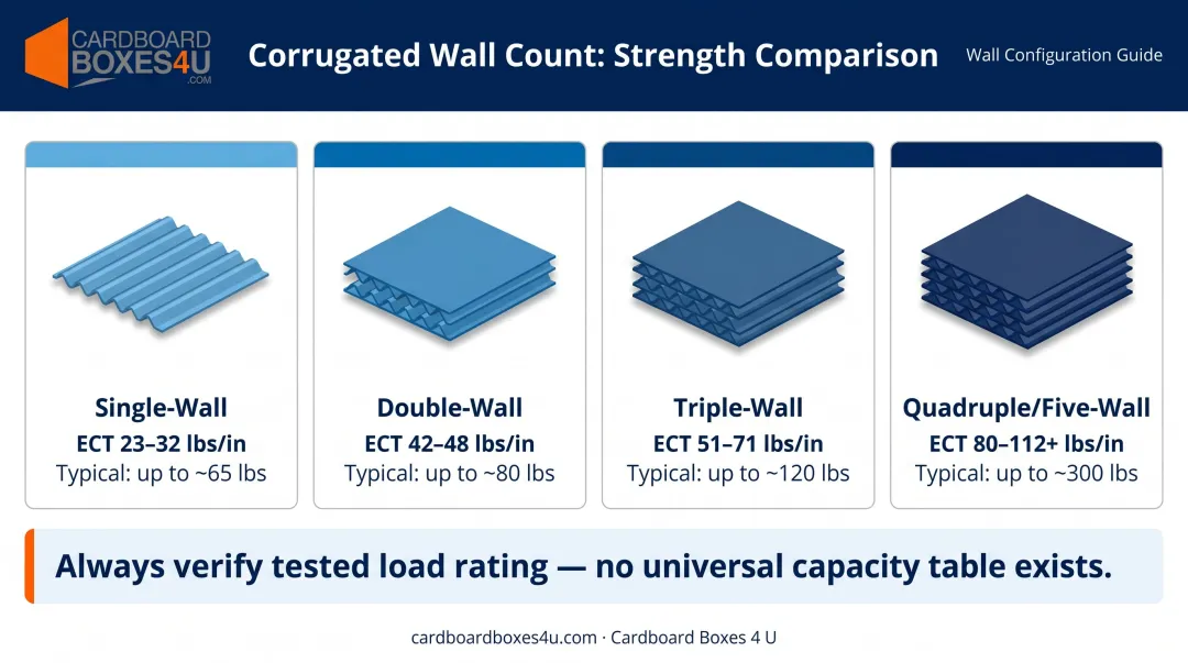 Gaylord box wall count configurations strength ratings and weight capacity comparison