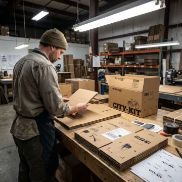 Custom printed corrugated boxes being reviewed
