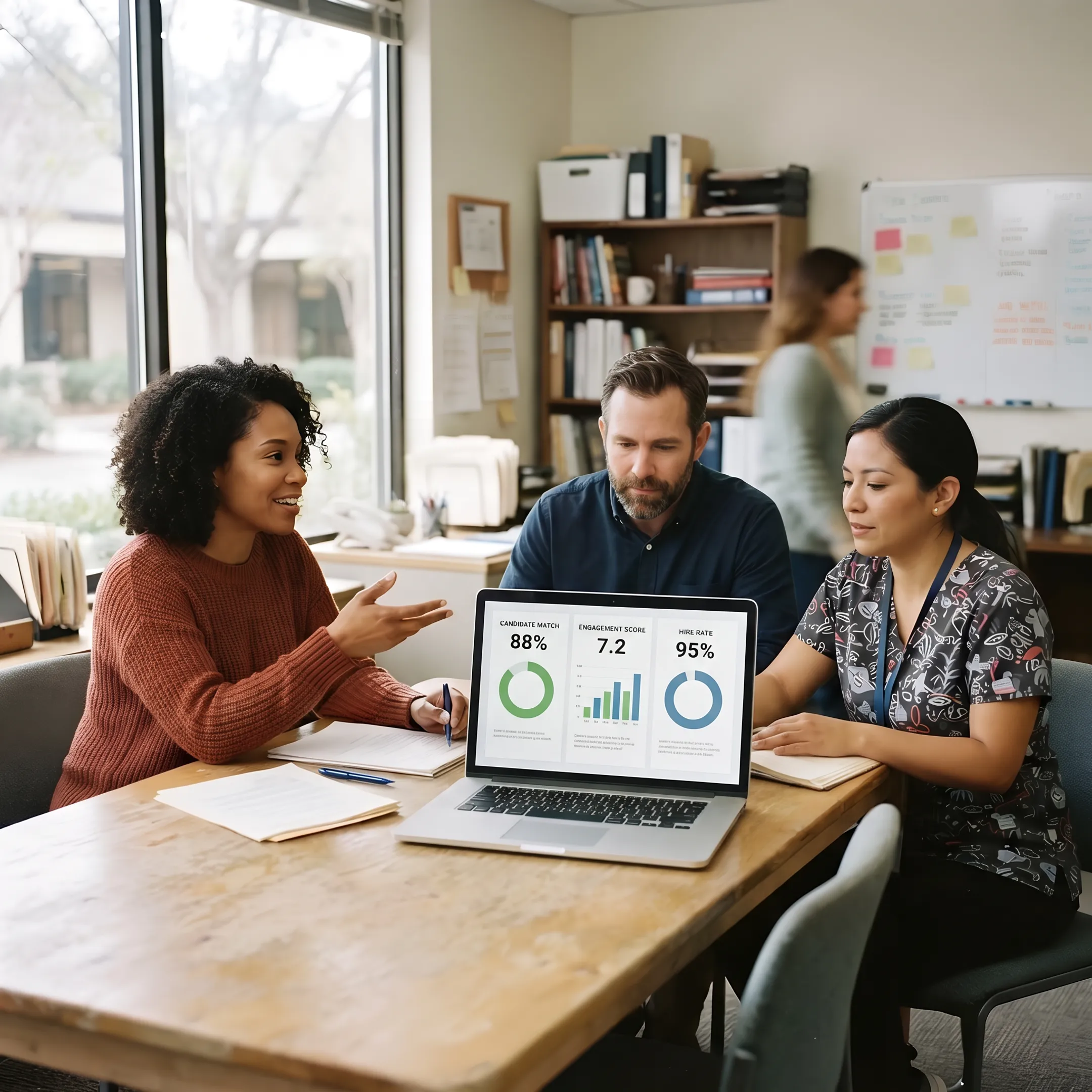 Behavioral health hiring team reviewing candidate experience software insights