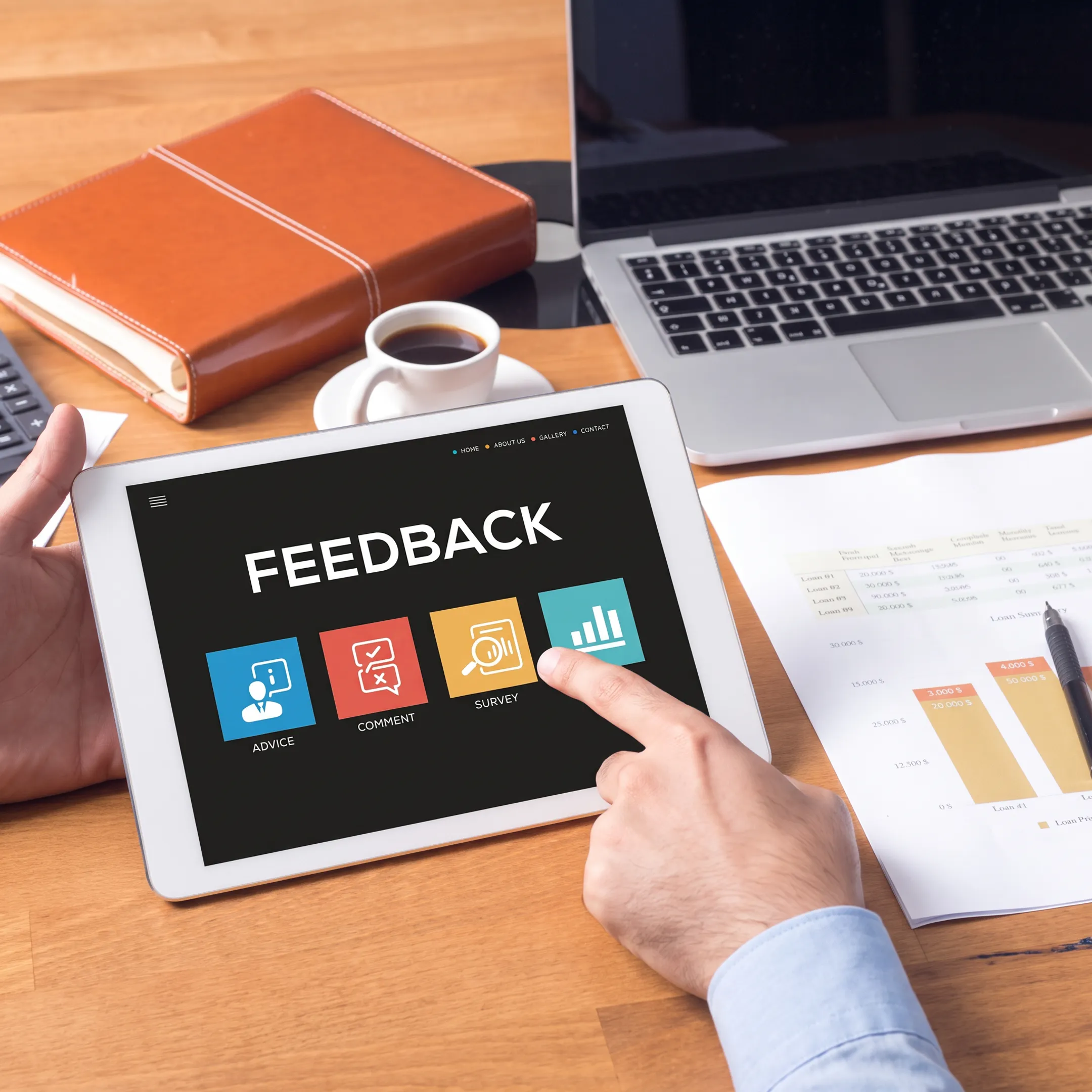 Managers reviewing employee pulse survey insights on a cloud-based workforce analytics platform