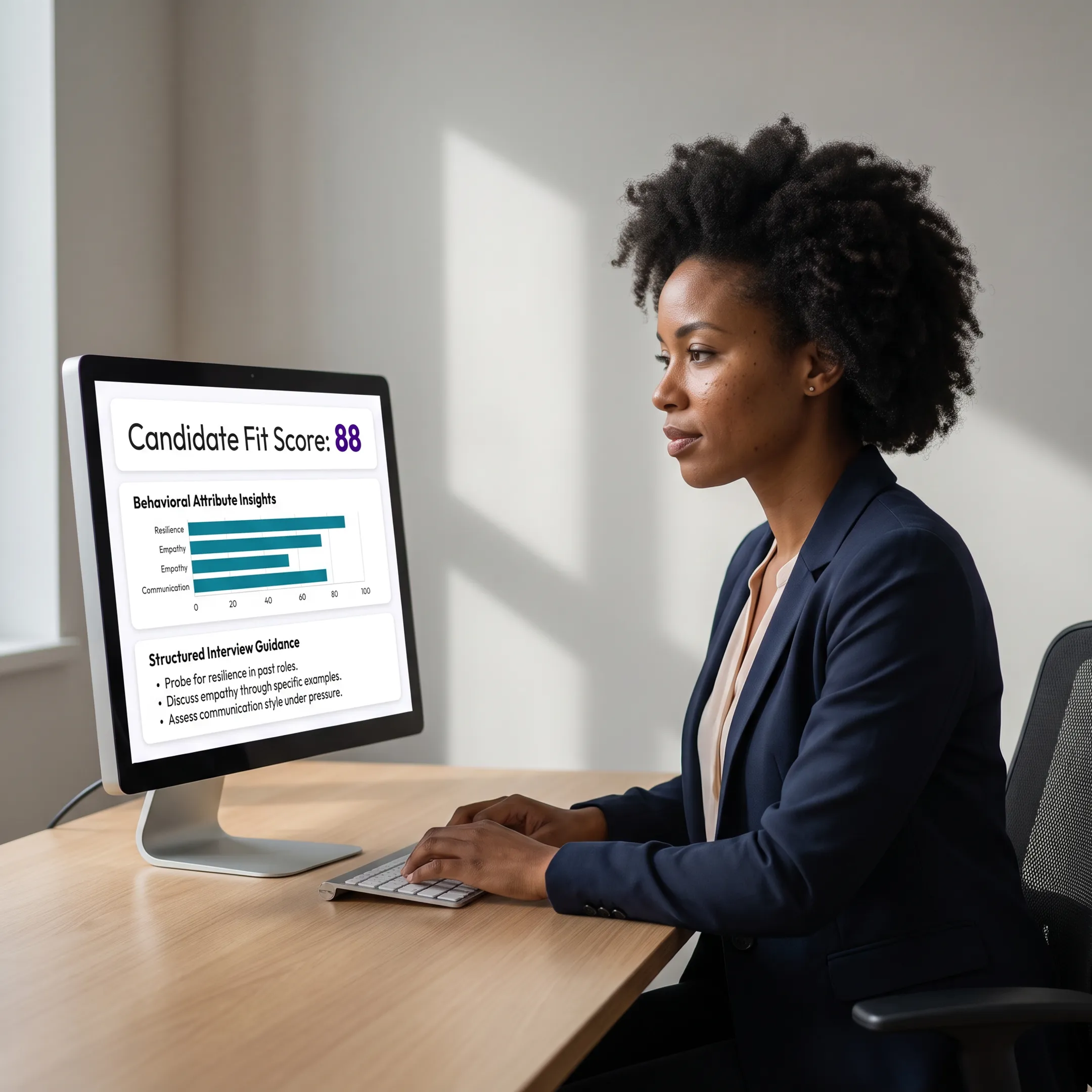 Behavioral health leader reviewing candidate fit results and interview guidance