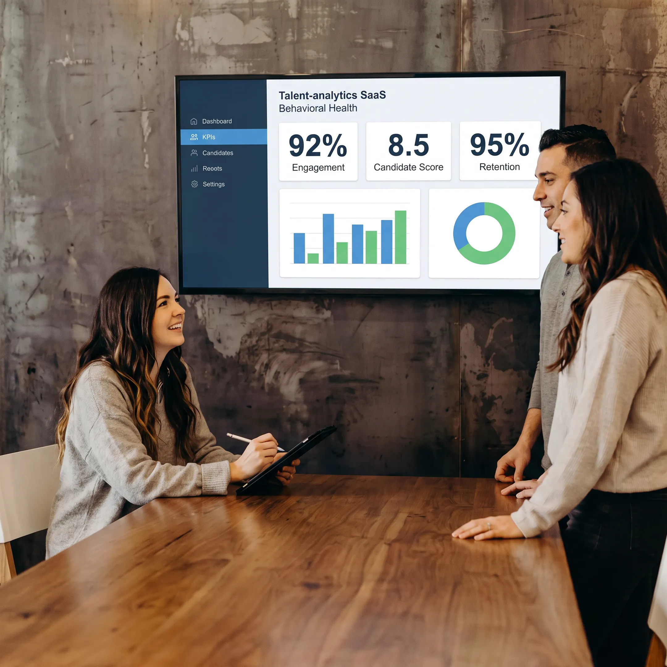 Talent analytics dashboard showing workforce insights and employee engagement data