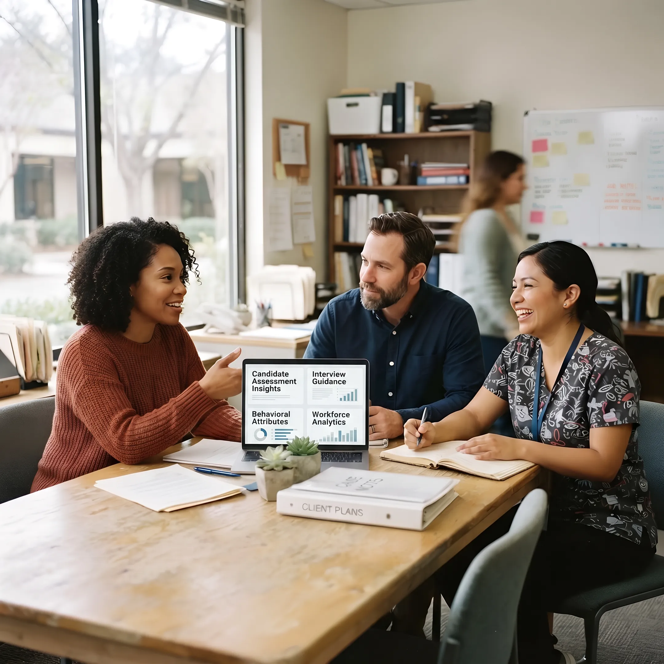 Recruiting leaders reviewing AI-generated candidate fit insights